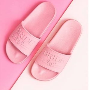 xo, Fetti Bride Sandals, Pink Rubber Slides, Sm | Bachelorette Party